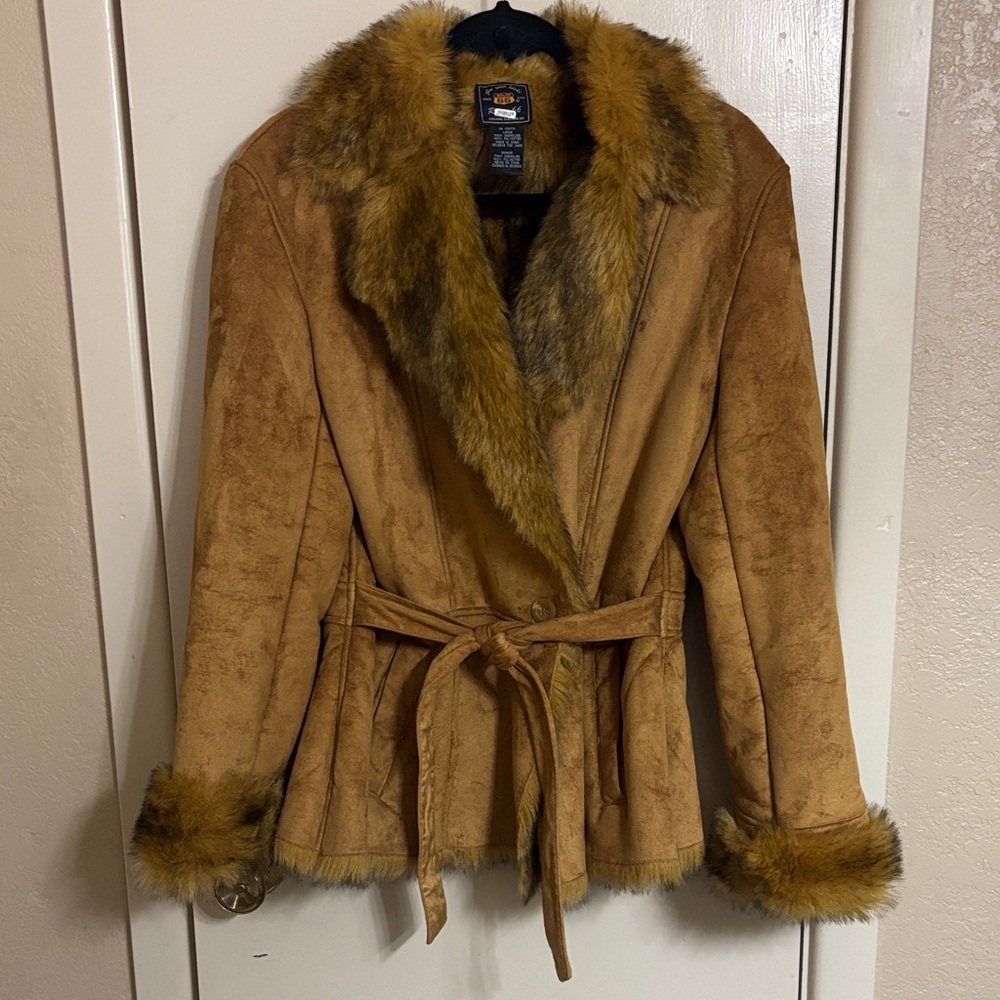 Route 66 Camel Faux Fur Jacket